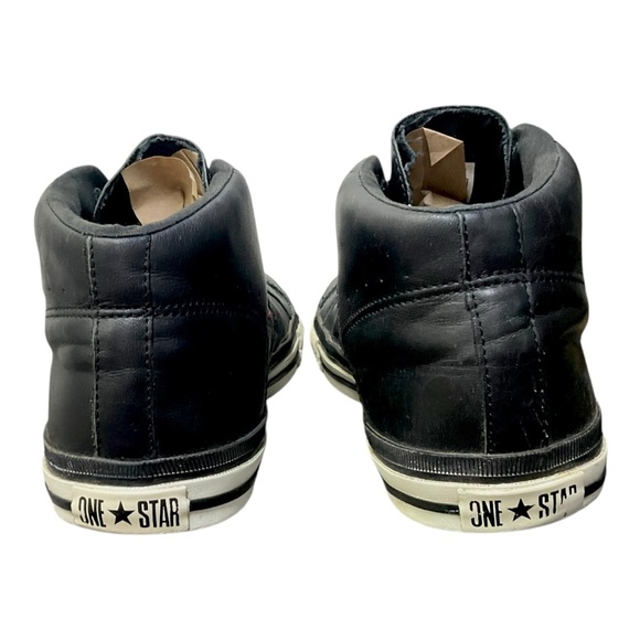 ⭐️ Converse One Star Black Leather Mid Sneakers Size 10 Red Star Retro - Picture 5 of 7